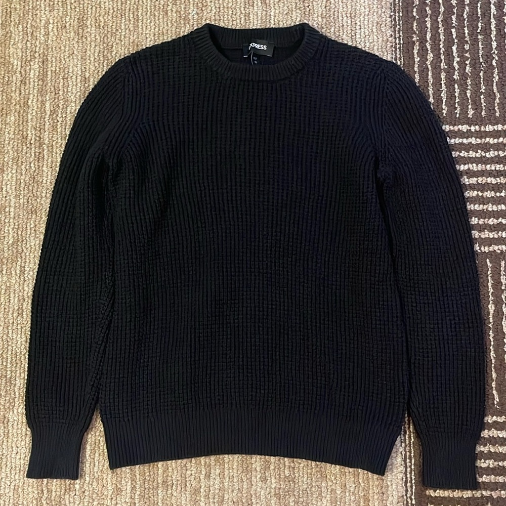 Express Black Knitted Crewneck Sweater